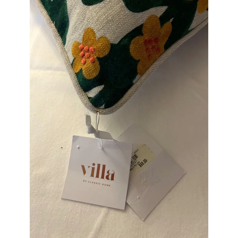 Classic Concepts Linen Throw Pillows Set of 2 Green Yellow Duck Feather 18